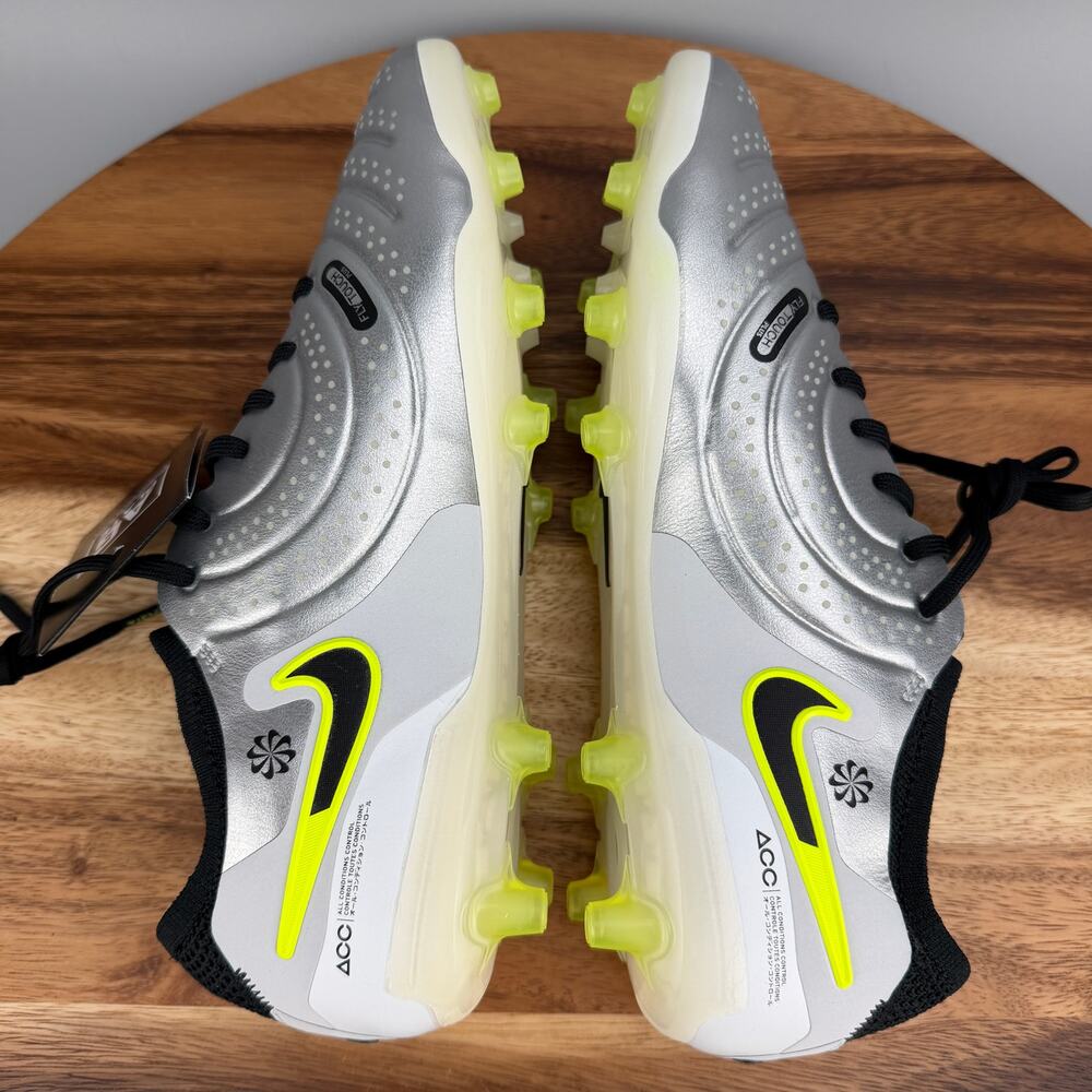 Nike Tiempo Legend 10 Elite AG Soccer Cleats Men's 7.5 Silver Mad Voltage - Picture 6 of 8